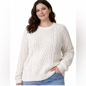 Old Navy White Cable Knit Sweater L Coastal Chunky
Crewneck Classic Pullover